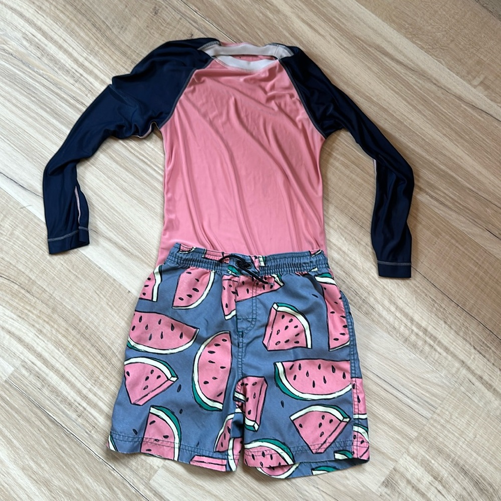 tea collection boys swimsuit and UPF rashguard size 8